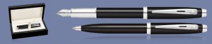 Zestaw Pióro wieczne + Długopis Sheaffer 100 Czarny Błyszczący CT + Wood Box - 9338