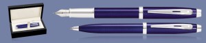 Zestaw Pióro wieczne + Długopis Sheaffer 100 Niebieski Błyszczący CT + Wood Box - 9339