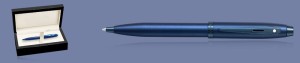 Długopis Sheaffer 100 Monochrome Satin Blue PVD + Wood Box - 9371