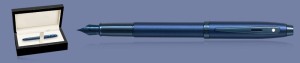 Pióro wieczne Sheaffer 100 Monochrome Satin Blue PVD + Wood Box - 9371