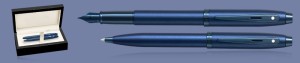 Zestaw Pióro wieczne + Długopis Sheaffer 100 Monochrome Satin Blue PVD  + Wood Box - 9371