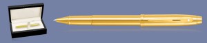 Pióro kulkowe Sheaffer 100 Monochrome Glossy Gold PVD  + Wood Box - 9372