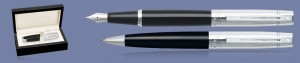 Zestaw Pióro wieczne + Długopis Sheaffer 300 Czarne Skuwka Chrom CT + Wood Box - 9314