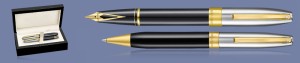 Zestaw Pióro wieczne + Długopis Sheaffer Legacy Glossy Black and Chrome GT + Wood Box - 9065