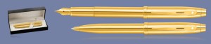 Zestaw Pióro wieczne + Długopis Sheaffer 100 Monochrome Glossy Gold PVD  + WW30 Box - 9372