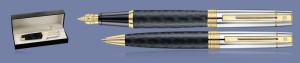 Zestaw Pióro wieczne + Długopis Sheaffer 300 Czarny Wzór Rodełkowy GT + WW30 Box - 9347