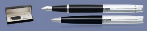Zestaw Pióro wieczne + Długopis Sheaffer 300 Czarne Skuwka Chrom CT + WW30 Box - 9314